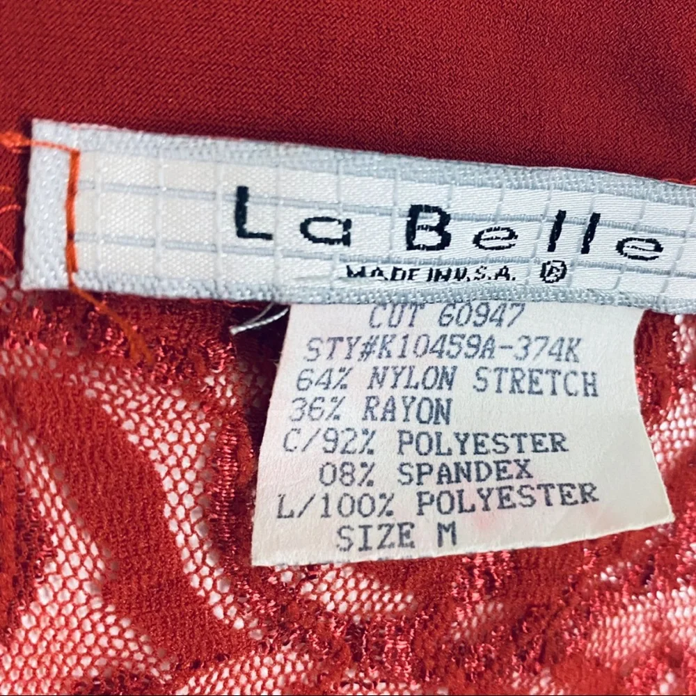 VINTAGE | La Belle | Maroon Delicate Lace Mesh V-Neck Romantic Y2K Sheer Blouse - Picture 4 of 6
